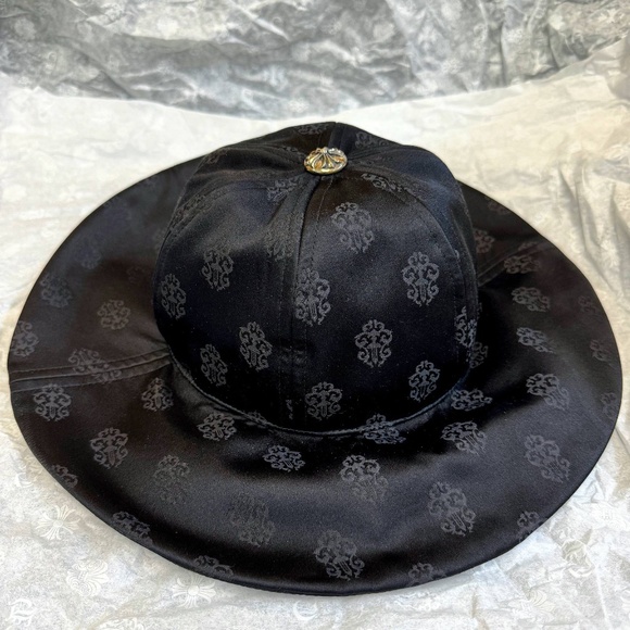 Brand New Chrome Hearts Satin Monogram Bucket Hat Black Silver Cross Top Button - Picture 7 of 14